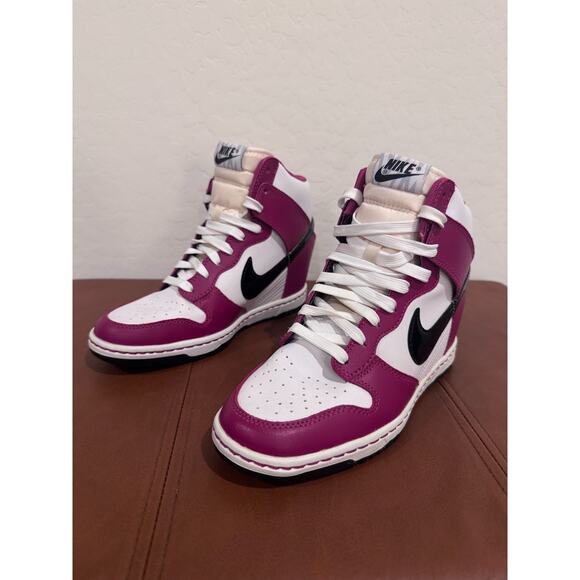 RARE 2013 Nike Dunk Sky Hi Bright Magenta Sneakers 528899-502 Wedge Women’s 7.5 - Picture 10 of 14